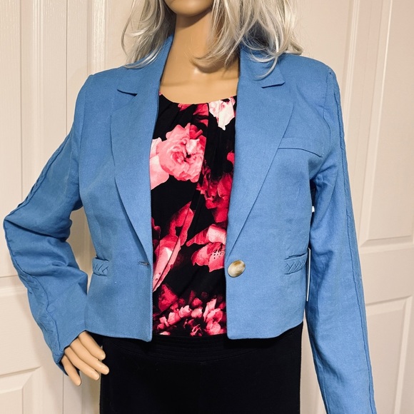 Jason Wu Notch Lapel Crop Blue Blazer NWT Size Small - Picture 3 of 13